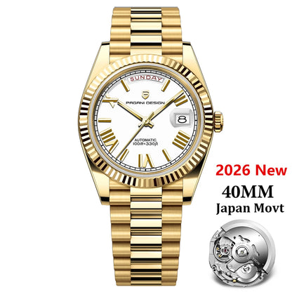 PAGANI DESIGN Rose Gold DD40 Luxury Automatic Watch For Men Mechanical Wristwatch Men Japan NH36A Movt Sapphire crystal 2025 New