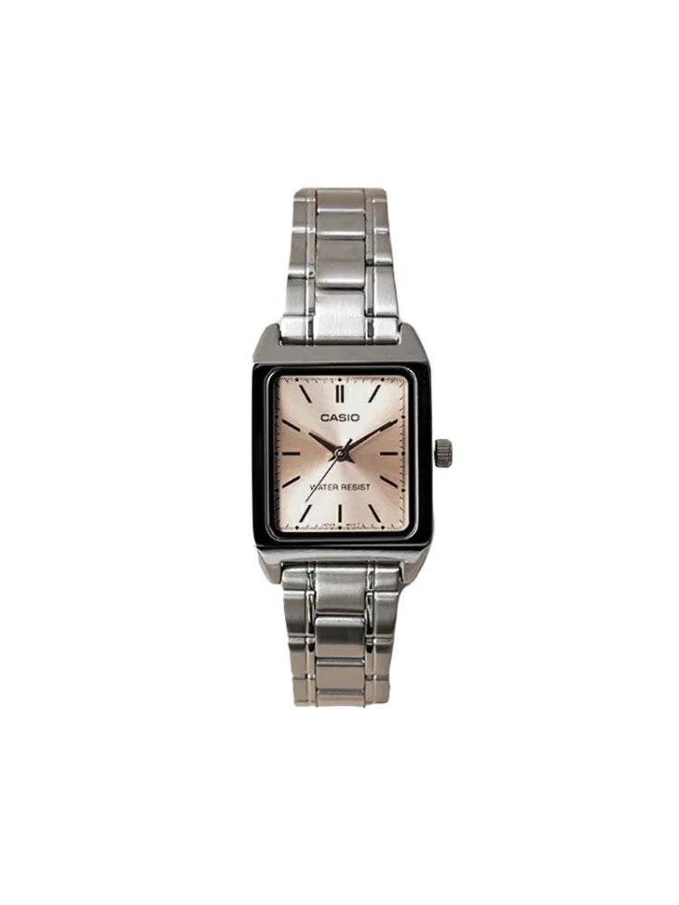 Casio Watch Female CASIO LTP-V007D-4E Student Steel Belt Pink Small Square Meter Waterproof Pointer Meter