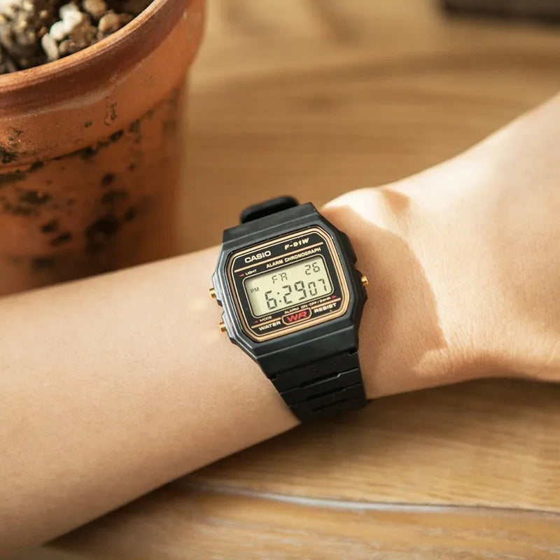 Casio F91W Series Fashionable Simple Retro Small Square LCD Display Waterproof Quartz Watch Trendy Versatile Electronic Watch
