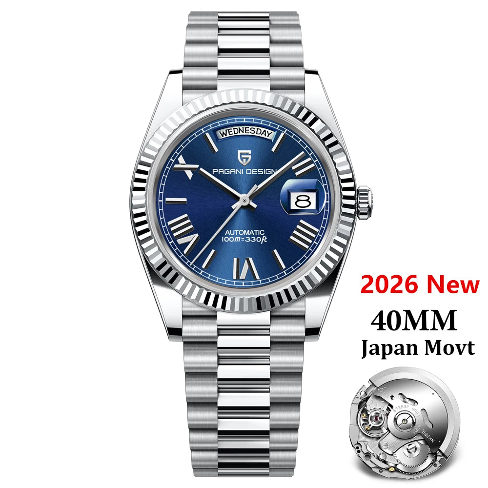 PAGANI DESIGN Rose Gold DD40 Luxury Automatic Watch For Men Mechanical Wristwatch Men Japan NH36A Movt Sapphire crystal 2025 New
