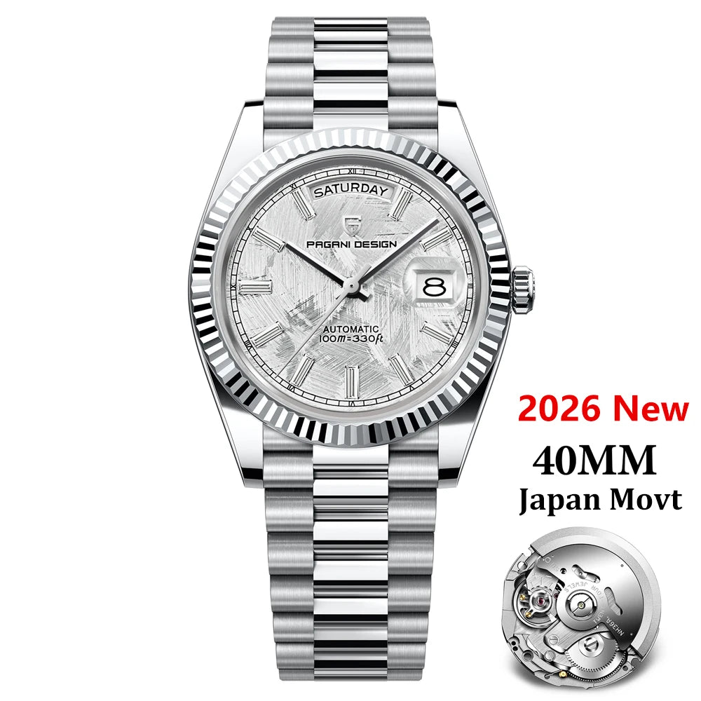 PAGANI DESIGN Rose Gold DD40 Luxury Automatic Watch For Men Mechanical Wristwatch Men Japan NH36A Movt Sapphire crystal 2025 New