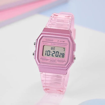 Casio F91W Series Fashionable Simple Retro Small Square LCD Display Waterproof Quartz Watch Trendy Versatile Electronic Watch