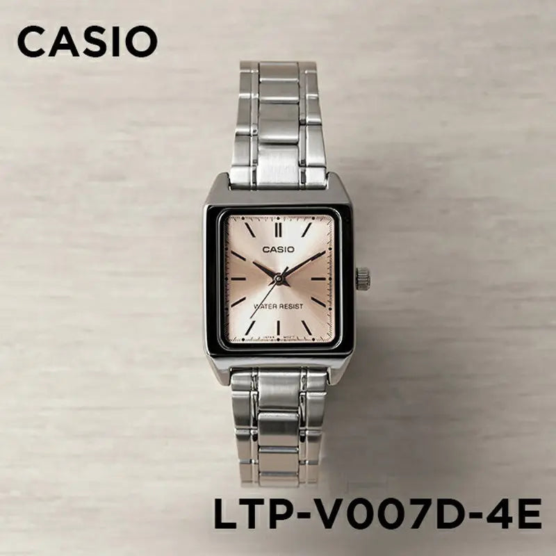Casio Watch Female CASIO LTP-V007D-4E Student Steel Belt Pink Small Square Meter Waterproof Pointer Meter