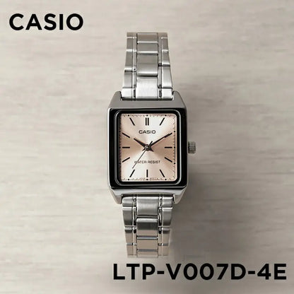 Casio Watch Female CASIO LTP-V007D-4E Student Steel Belt Pink Small Square Meter Waterproof Pointer Meter