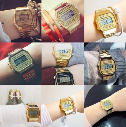 CASIO Vintage Square Digital Watch A168, Men Classic Metal Sports Wrist Watch for Student