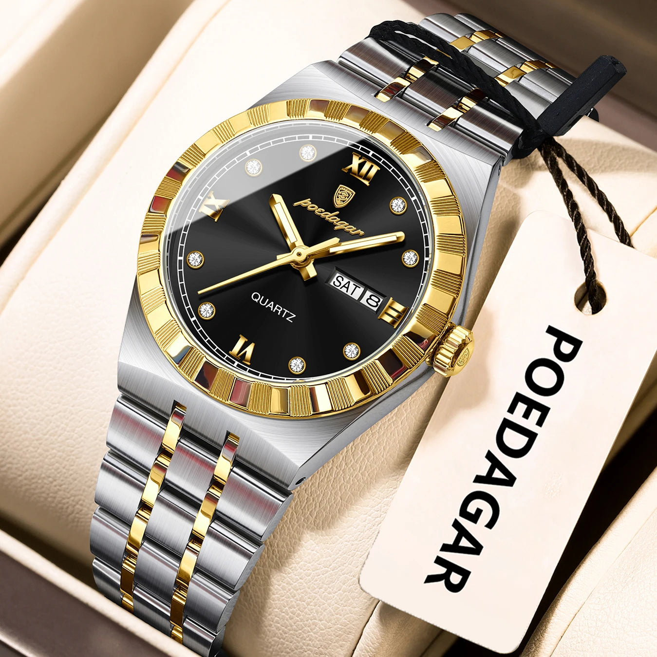 POEDAGAR Luxury Original Ladies Watch Luminous Waterproof Week Date Woman Wristwatch Stainless Steel Women Quartz Watches Female