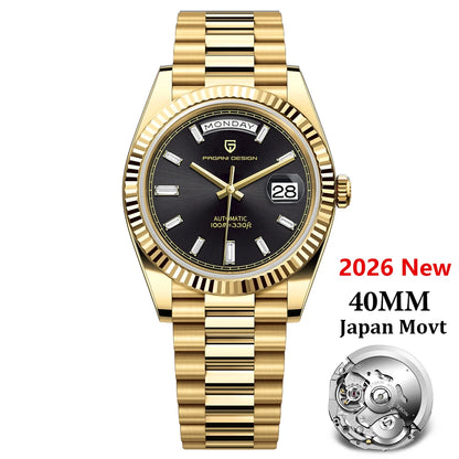 PAGANI DESIGN Rose Gold DD40 Luxury Automatic Watch For Men Mechanical Wristwatch Men Japan NH36A Movt Sapphire crystal 2025 New