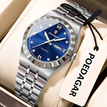 POEDAGAR Luxury Original Ladies Watch Luminous Waterproof Week Date Woman Wristwatch Stainless Steel Women Quartz Watches Female