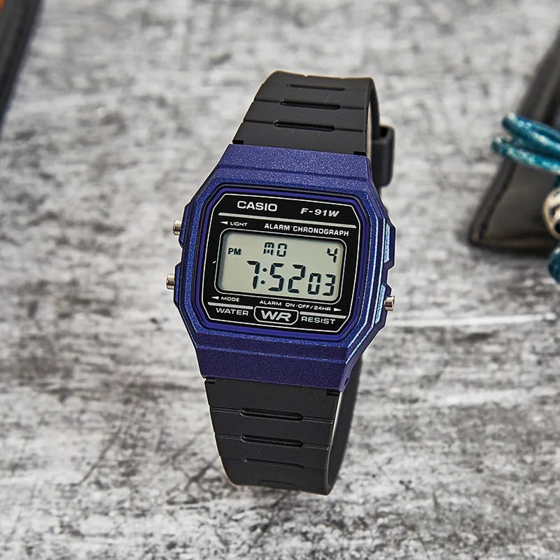 Casio F91W Series Fashionable Simple Retro Small Square LCD Display Waterproof Quartz Watch Trendy Versatile Electronic Watch