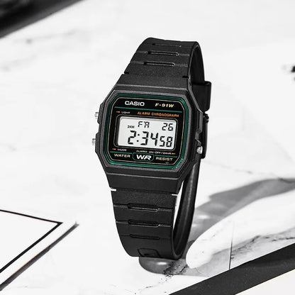Casio F91W Series Fashionable Simple Retro Small Square LCD Display Waterproof Quartz Watch Trendy Versatile Electronic Watch
