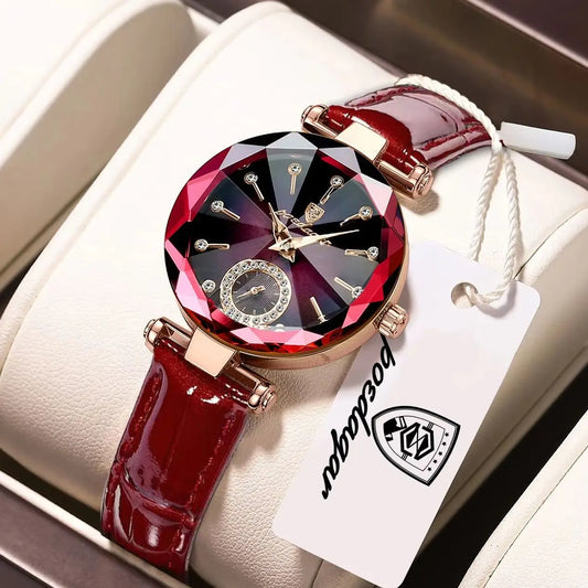POEDAGAR Original Brand Ladies Wristwatch Waterproof Leather Elegant Woman's Watch Fashion Quartz Watches For Women Reloj Hombre