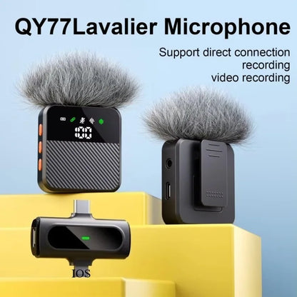 Wireless Lavalier Microphone for iPhone USB C Android Mini Lapel Mic with Noise Reduction for Vlog Video Recording Content Mic