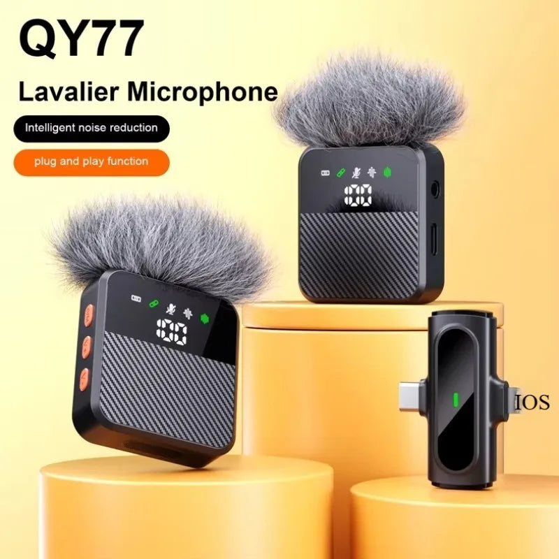 Wireless Lavalier Microphone for iPhone USB C Android Mini Lapel Mic with Noise Reduction for Vlog Video Recording Content Mic