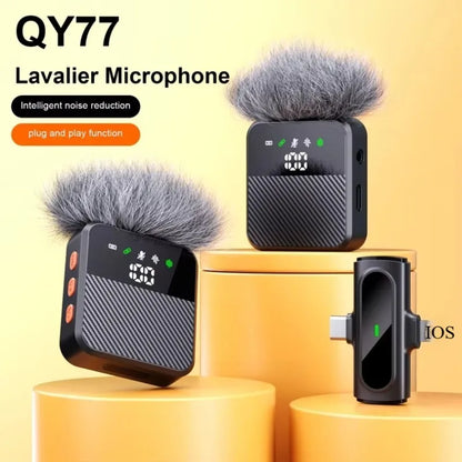 Wireless Lavalier Microphone for iPhone USB C Android Mini Lapel Mic with Noise Reduction for Vlog Video Recording Content Mic