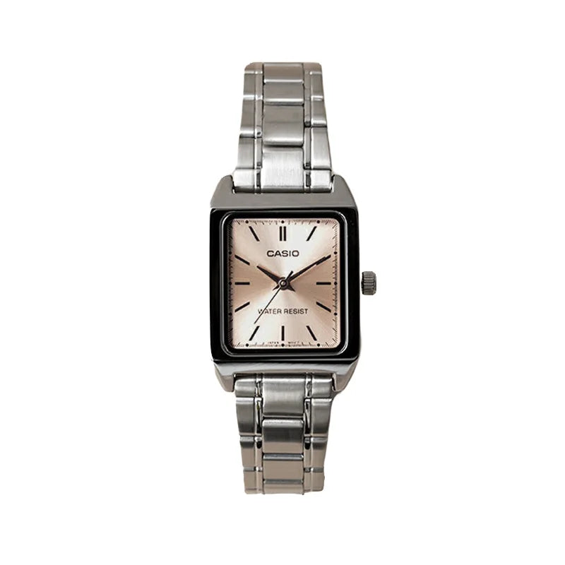 Casio Watch Female CASIO LTP-V007D-4E Student Steel Belt Pink Small Square Meter Waterproof Pointer Meter