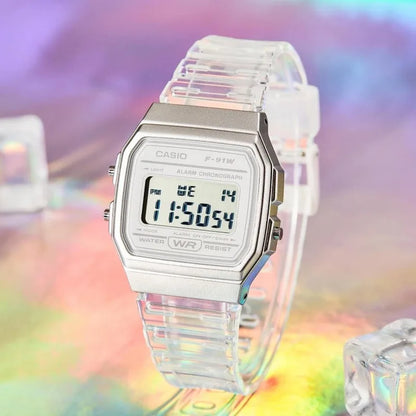 Casio F91W Series Fashionable Simple Retro Small Square LCD Display Waterproof Quartz Watch Trendy Versatile Electronic Watch