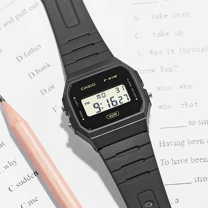 Casio F91W Series Fashionable Simple Retro Small Square LCD Display Waterproof Quartz Watch Trendy Versatile Electronic Watch