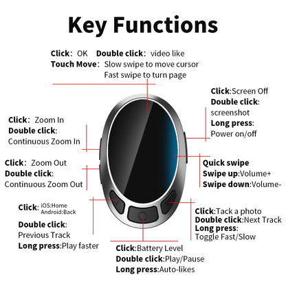 TikTok remote, scrolling ring, finger mouse, bluetooth page turner, , wireless video controller, ebook pag turner,
