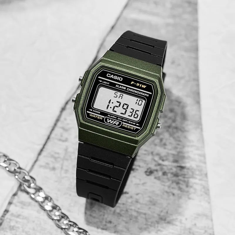 Casio F91W Series Fashionable Simple Retro Small Square LCD Display Waterproof Quartz Watch Trendy Versatile Electronic Watch
