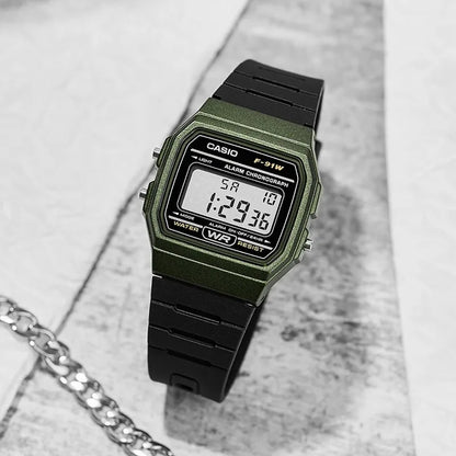 Casio F91W Series Fashionable Simple Retro Small Square LCD Display Waterproof Quartz Watch Trendy Versatile Electronic Watch
