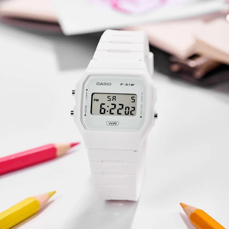 Casio F91W Series Fashionable Simple Retro Small Square LCD Display Waterproof Quartz Watch Trendy Versatile Electronic Watch